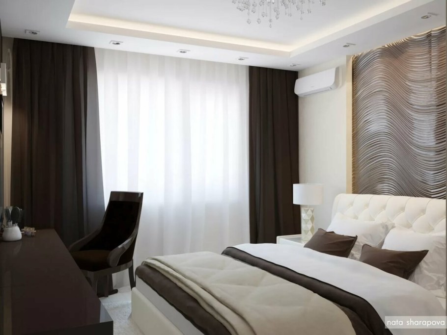 Спальня в коричнево бежевых тонах