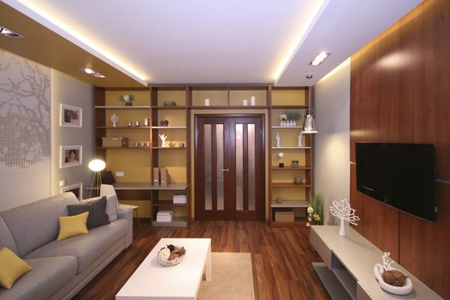 Прямоугольная гостиная со шкафом