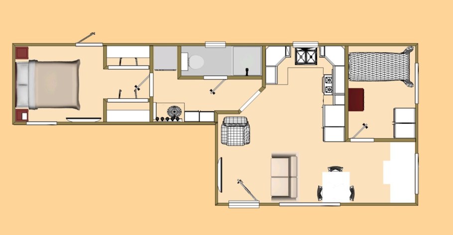 Планировка домика из морского контейнера 6 m