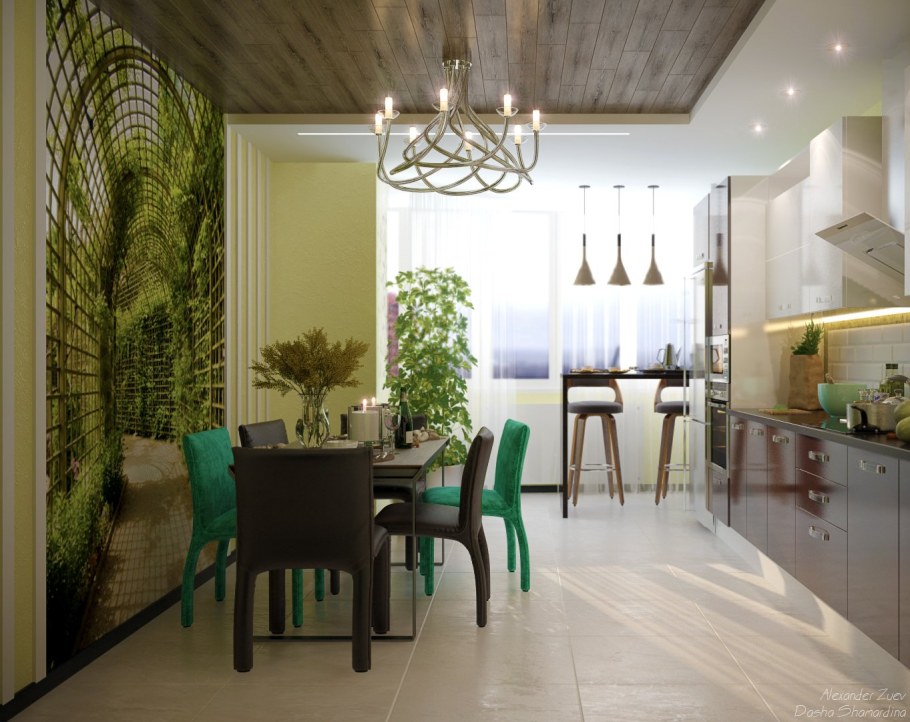 Фрески в интерьере кухни