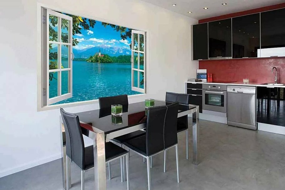 Фотообои в кухню гостиную