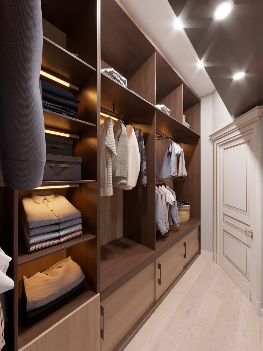 Планировка гардеробной 3м2