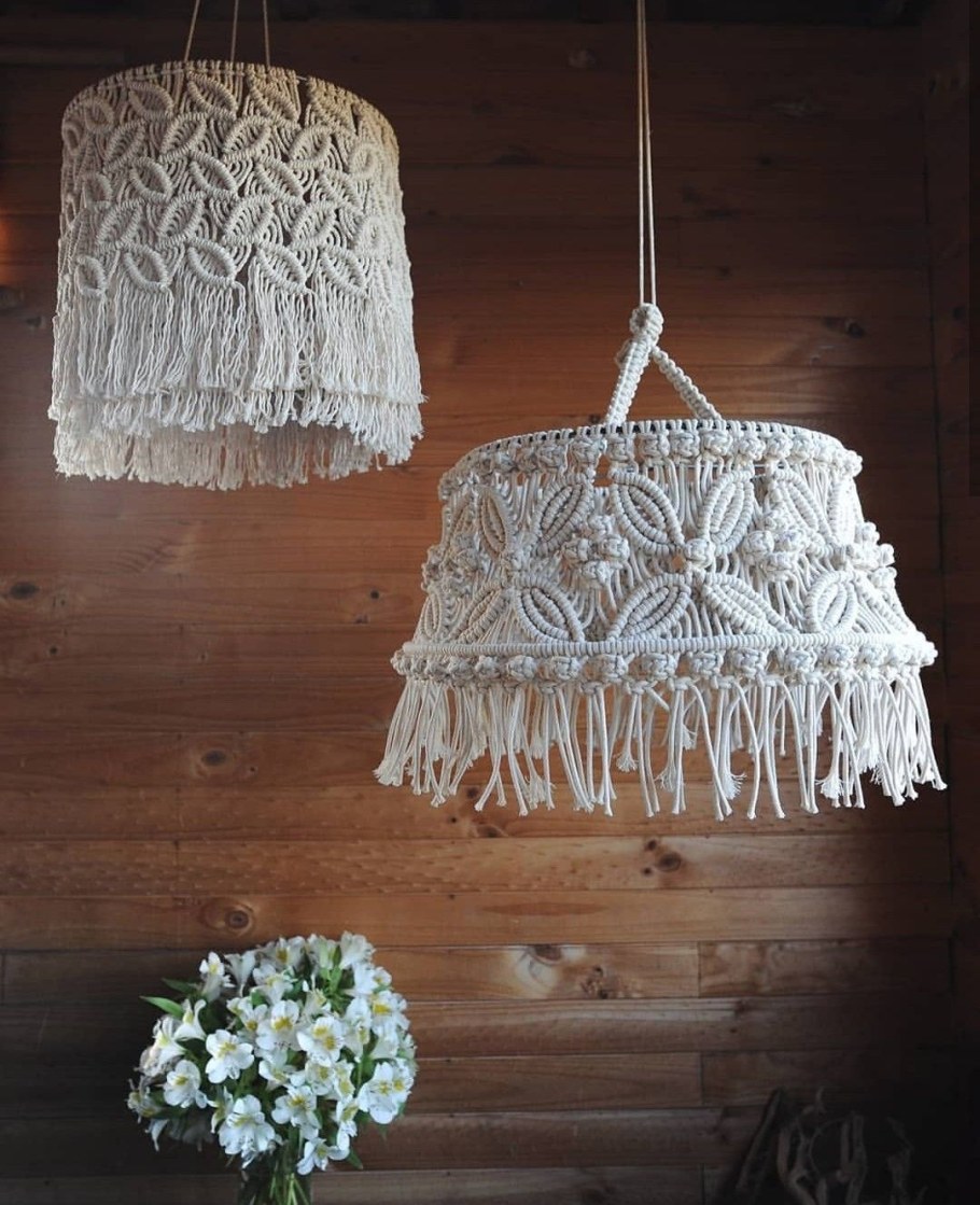 Люстры в стиле макраме