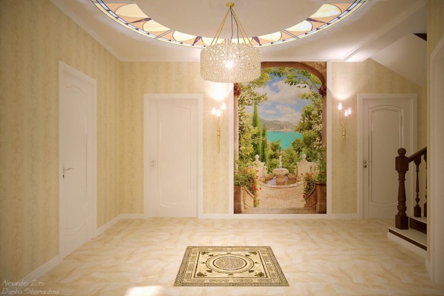 Фреска в прихожей в современном стиле