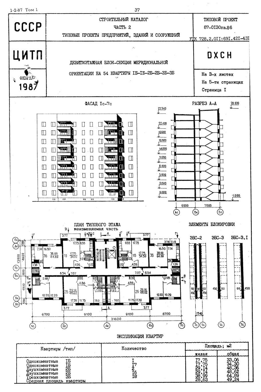 План секции многоэтажного жилого дома