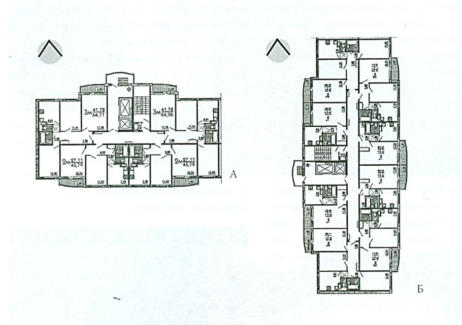 Секционный Тип жилых зданий Широтная меридиональная