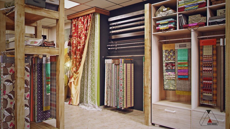 Интерьер магазина тканей