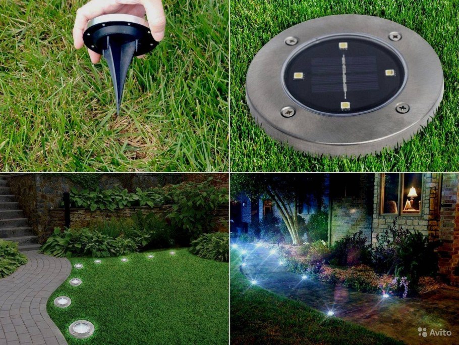 Садовый светильник на солнечной батарее Disk Lights 8 led, 1 шт