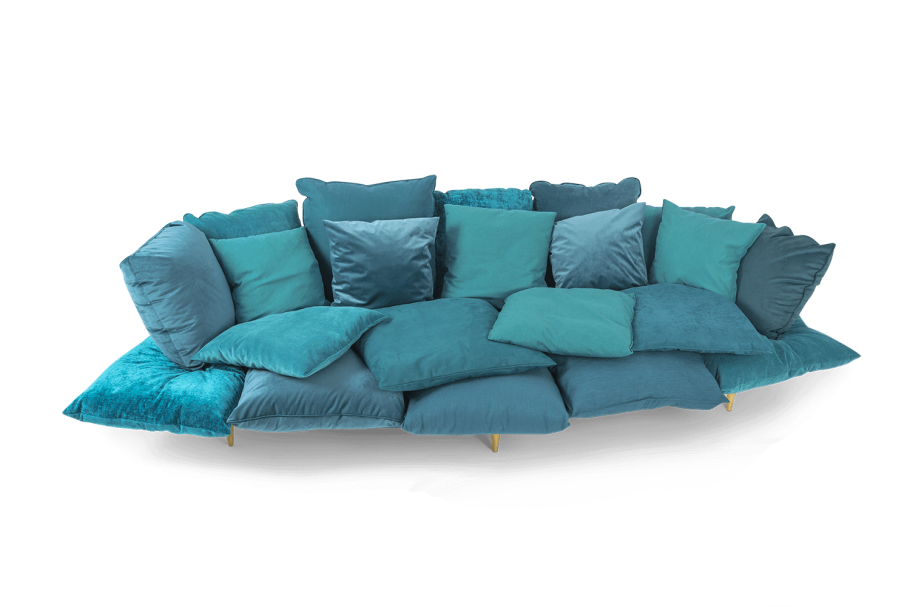 Диван-кровать голубой с подушками