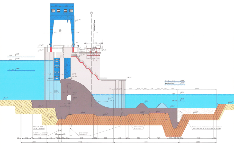 Нижегородская ГЭС плотина чертеж