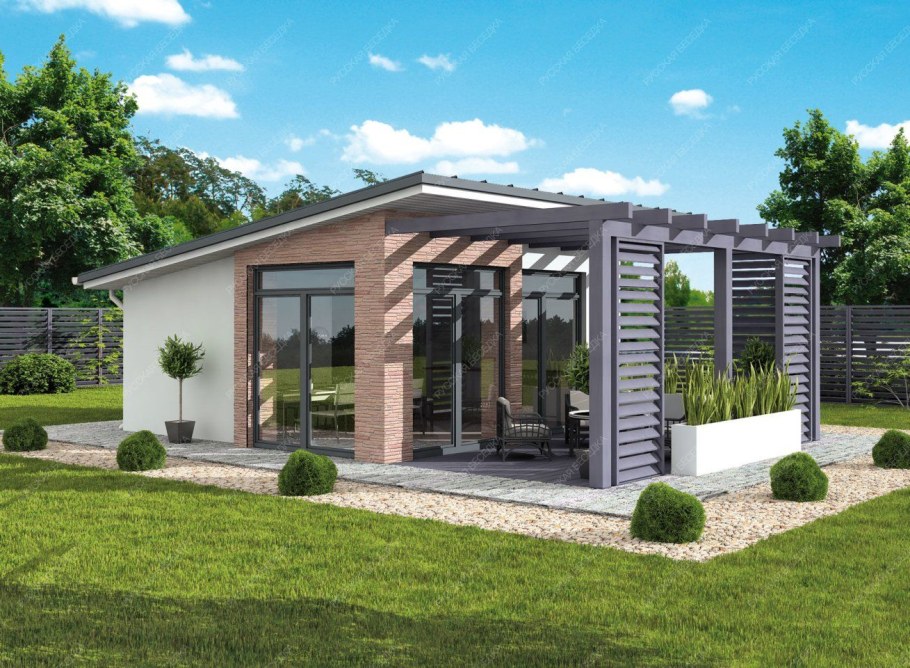 Беседка с плоской крышей