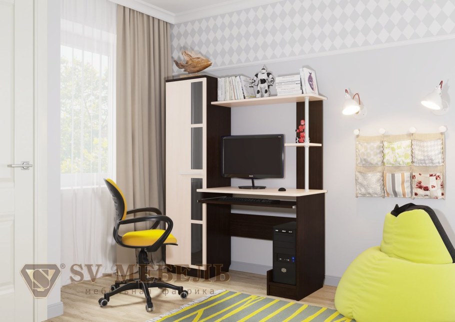 Стол компьютерный №1 дуб венге/дуб Млечный