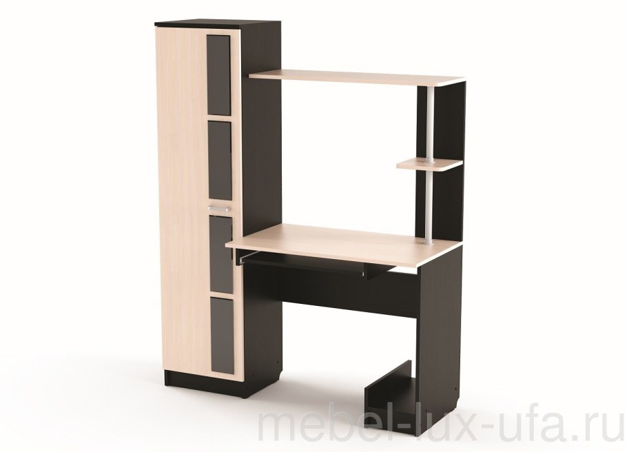 Стол компьютерный №9 дуб венге/дуб Млечный (зеркальный)