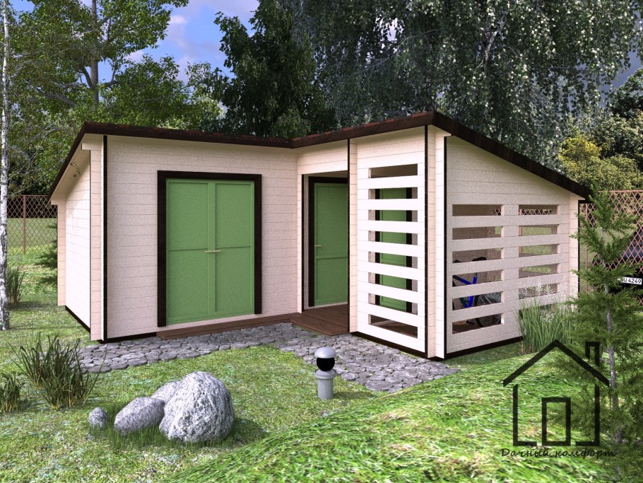 Хозблок с дровником 5х2 односкатный