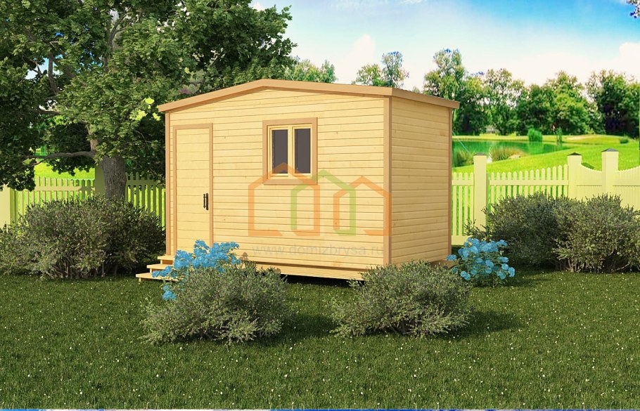 Сарай с дровяником с односкатной крышей