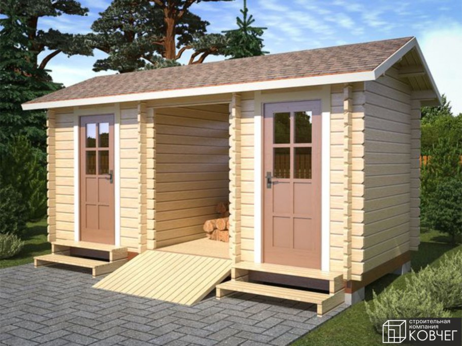 Хозблок с дровником 6х2