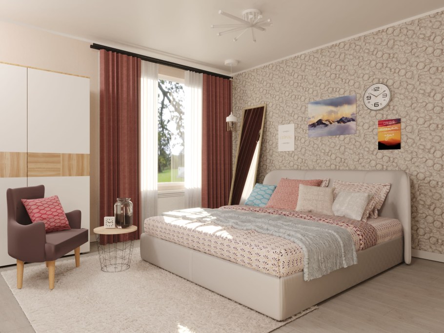 Гостиная в лавандовом цвете