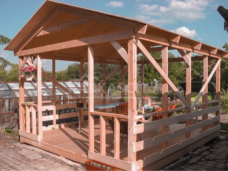 Беседка из дерева двускатная «Грин Вуд»