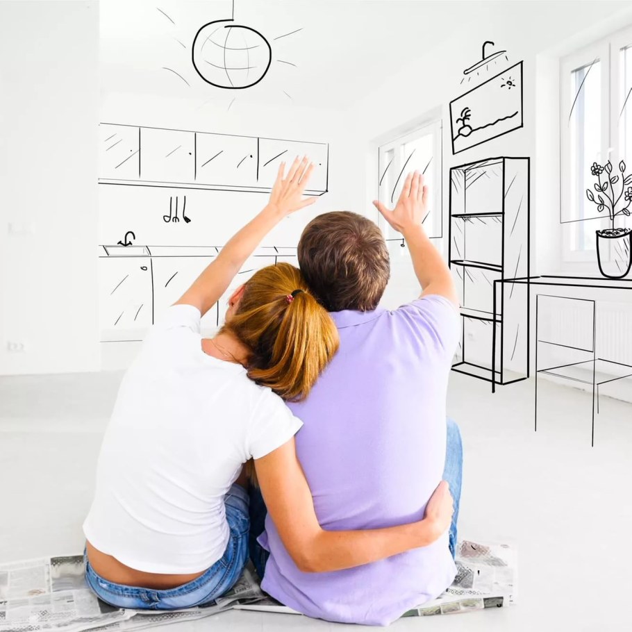 Покраска стен до и после