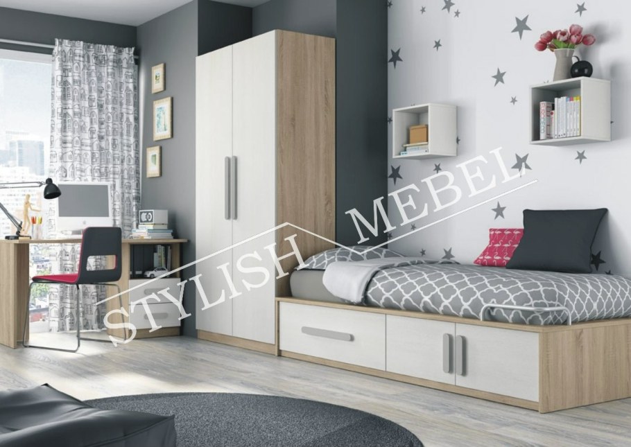 Комната подростка с белой мебелью