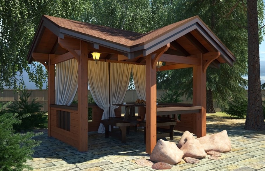 Красивые деревянные беседки