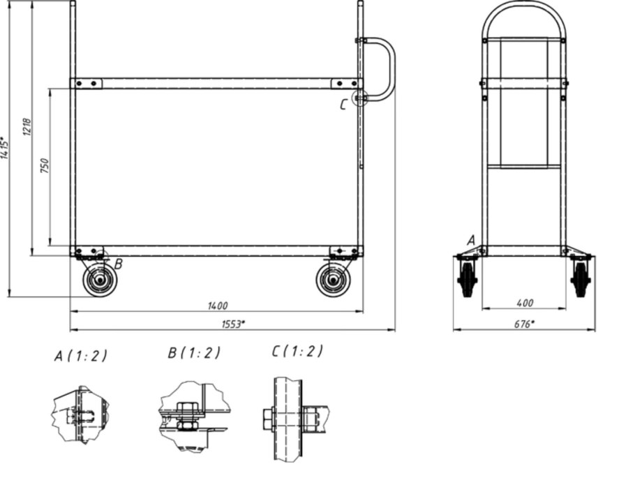 Колеса тележка 500 кг чертеж