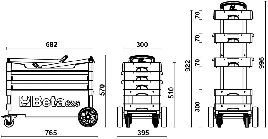 Тележка слесарная 95108 (735*380*708)