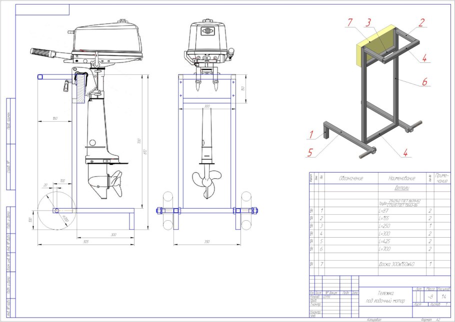Прицеп подкатной для авто чертеж