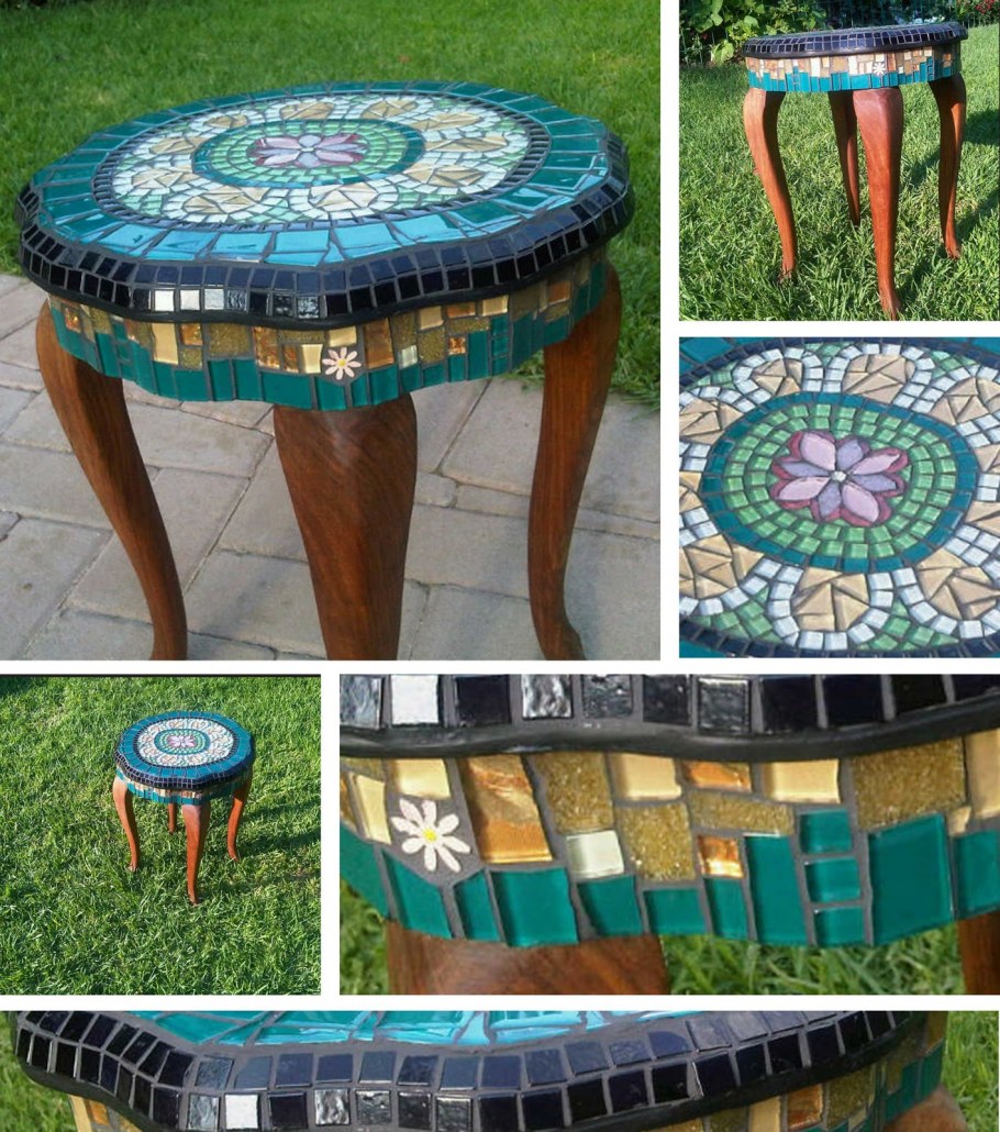 Декор стола плиткой на даче