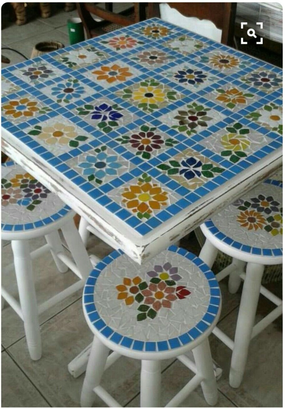 Декорирование стола плиткой