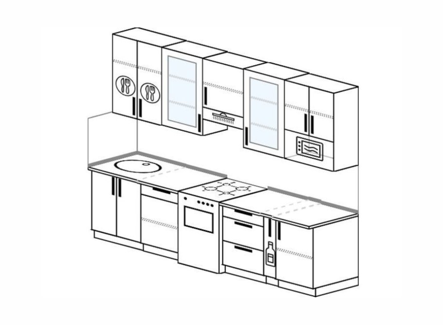 Эскиз прямой кухни