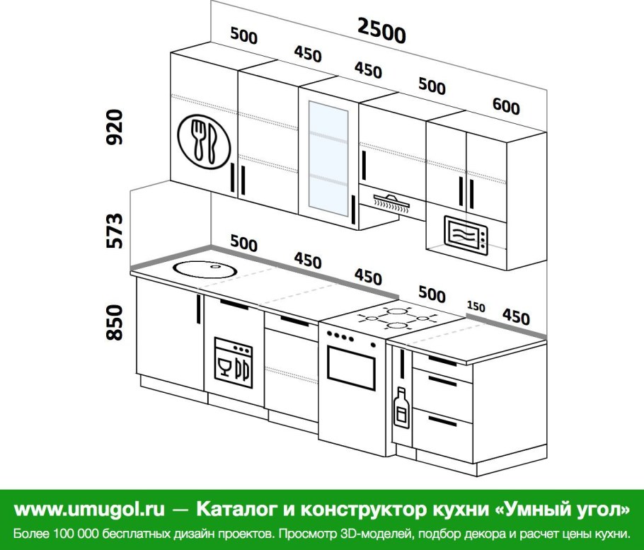 Планировка прямой кухни