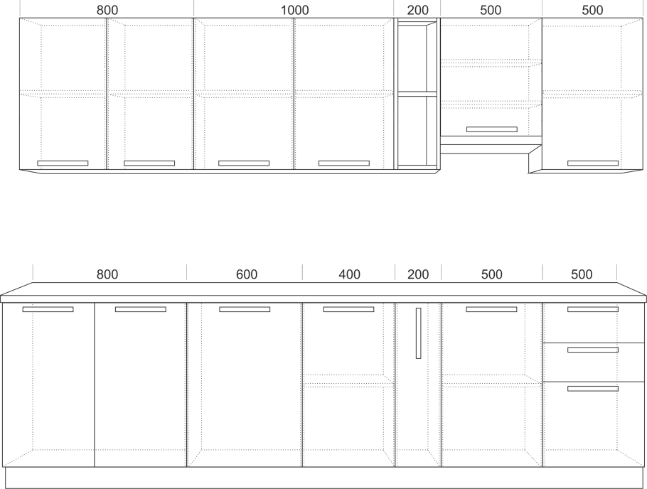 Эскиз прямой кухни