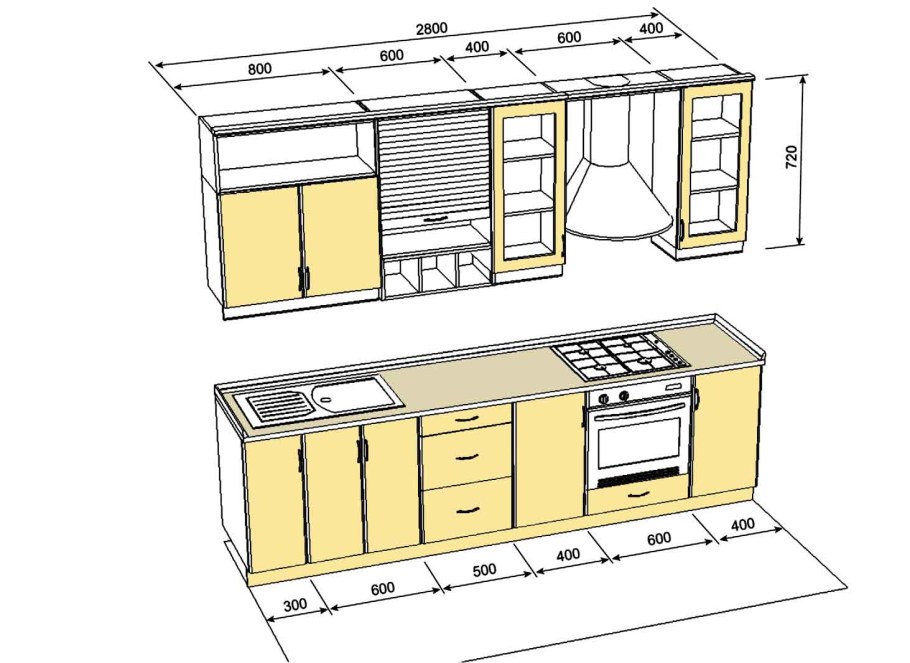 Кухня "Татьяна" ЛДСП 2,0м (Комби БД)