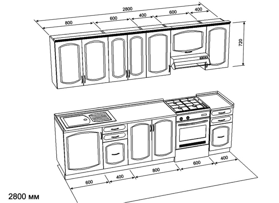 Проект прямой кухни