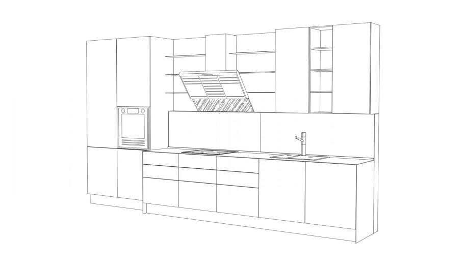 Прямой кухонный гарнитур Размеры