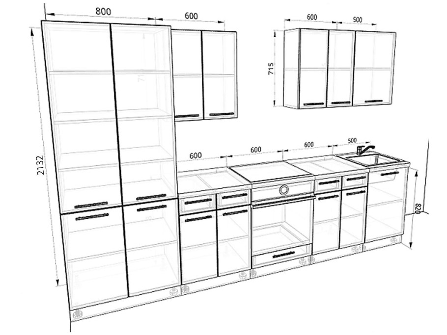 Кухонный гарнитур схематично