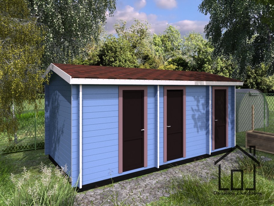 Угловой хозблок с душем и туалетом