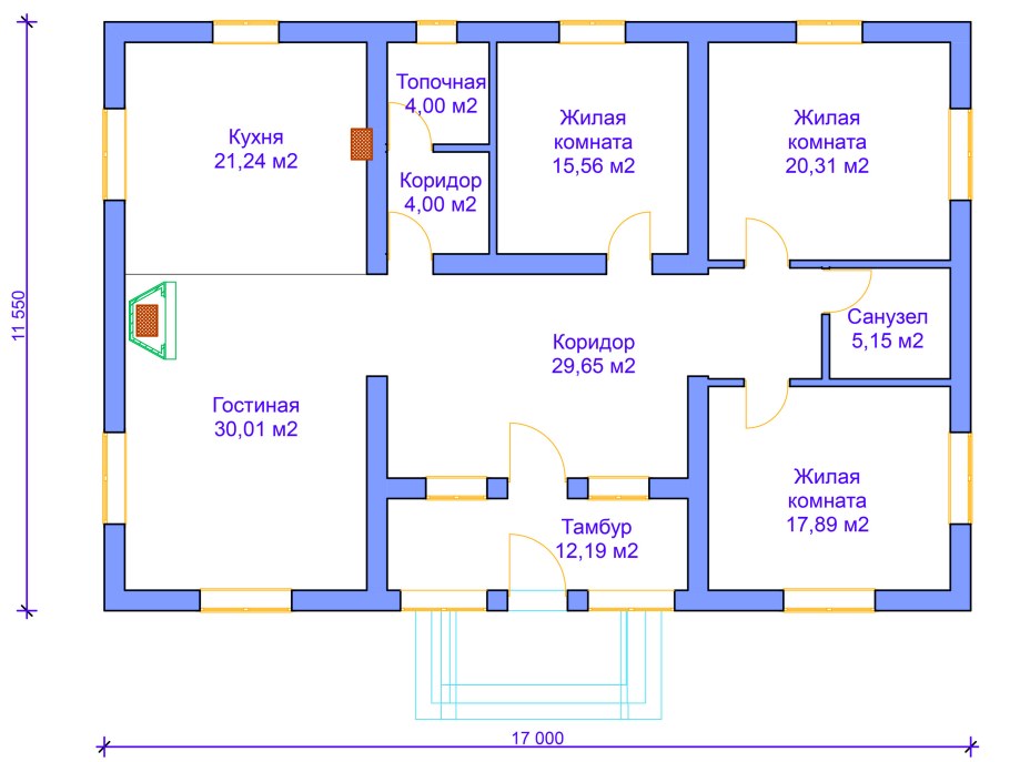 Фасад одноэтажного дома чертеж