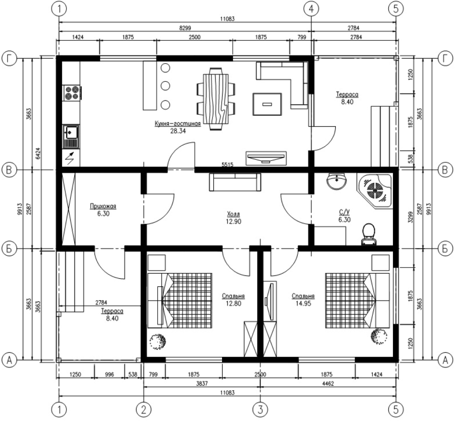 Дом планировка 100 кв.м одноэтажный кв 2 спальни