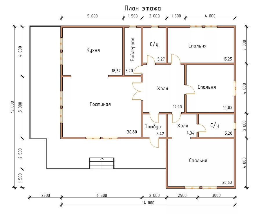 Проект одноэтажного дома схема