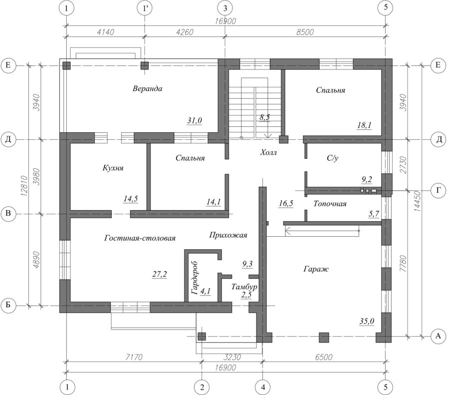 Планировка одноэтажного дома 12х16