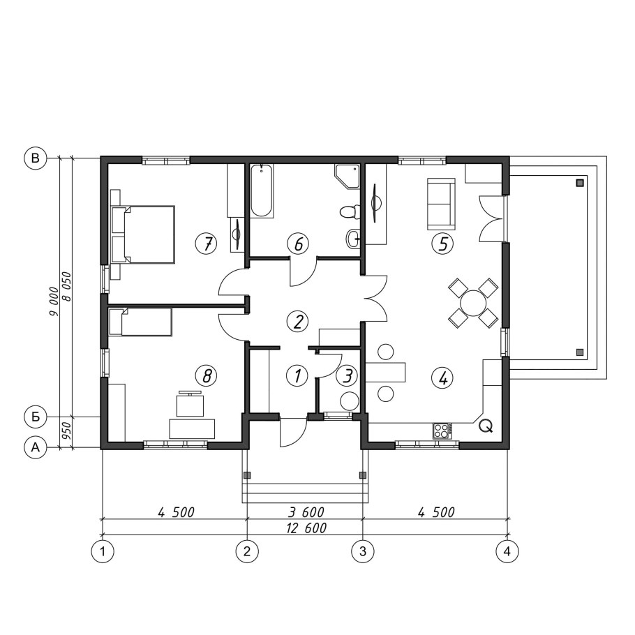 Чертежи каркасных домов с размерами одноэтажный