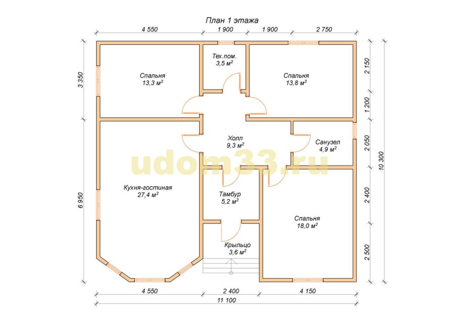 Каркасные одноэтажные дома проекты Размеры