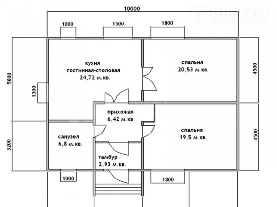 Фасад одноэтажного дома чертеж с размерами