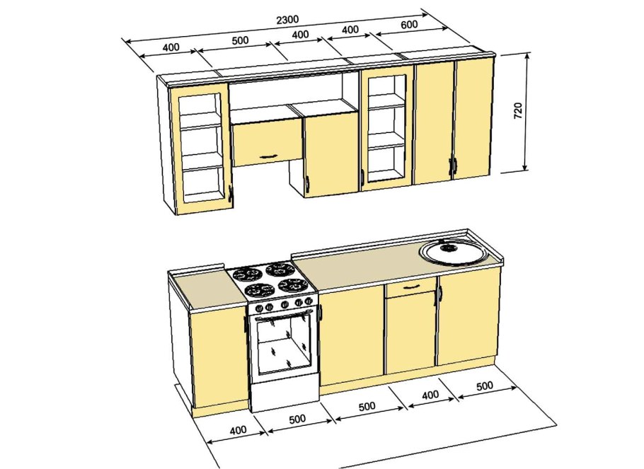 Стандартные кухонные шкафы