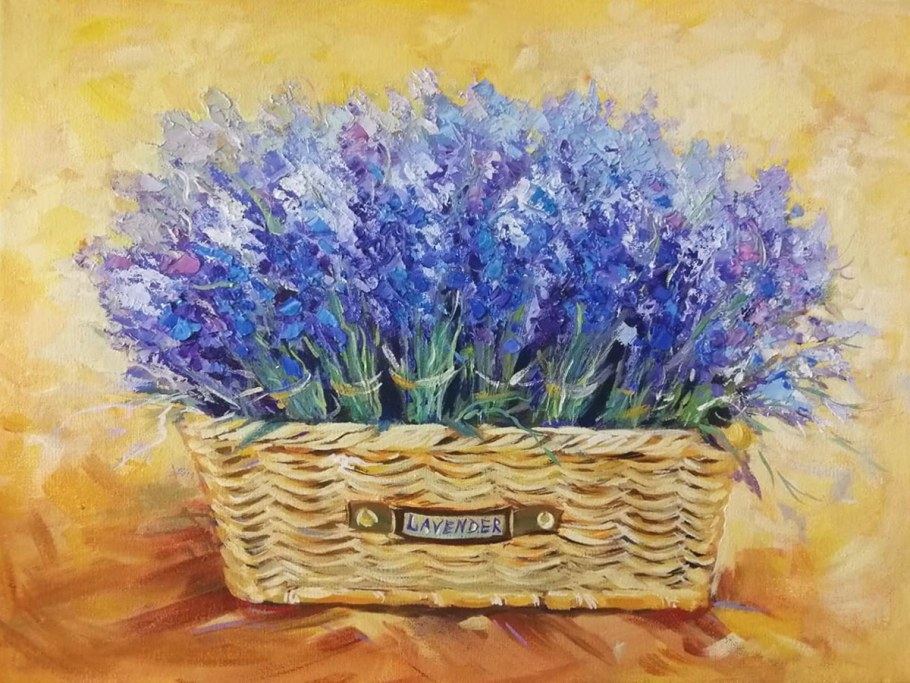 Лаванда в горшке живопись