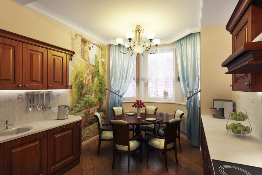 Фрески в интерьере кухни в стиле Прованс