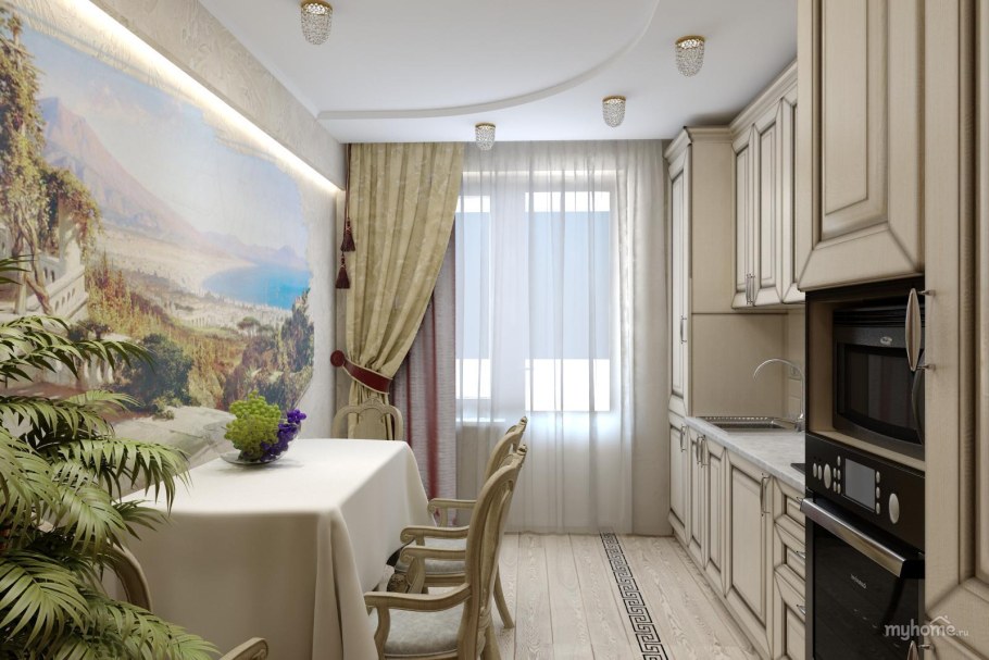 Фрески в интерьере кухни