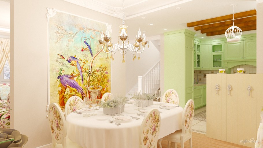 Фреска на стену в кухню маленькую